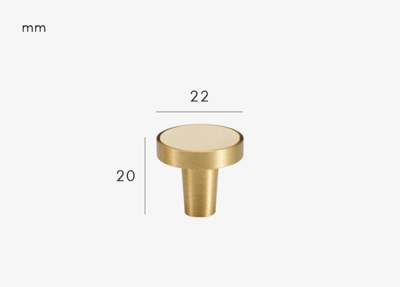 Poignée de meuble en cuir crème et laiton doré - Bouton 22 mm