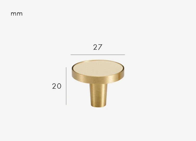 Poignée de meuble en cuir crème et laiton doré - Bouton 27 mm