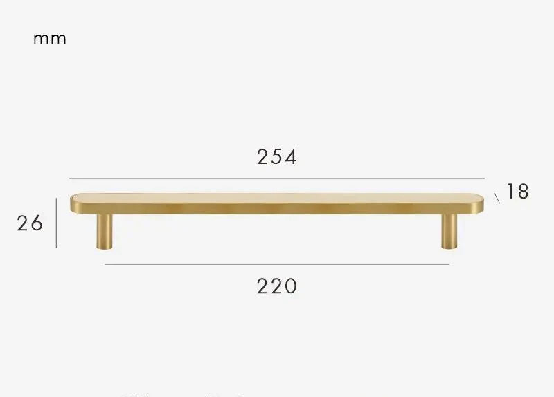 Poignée de meuble en cuir crème et laiton doré - 220 mm