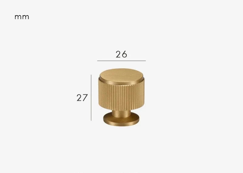 Poignée de meuble en laiton doré brossé, formats assortis - Bouton 26 mm