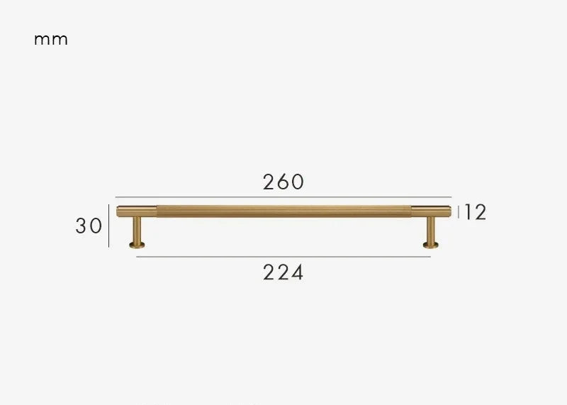 Poignée de meuble en laiton doré brossé, formats assortis - 224 mm