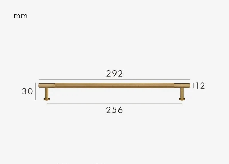 Poignée de meuble en laiton doré brossé, formats assortis - 256 mm