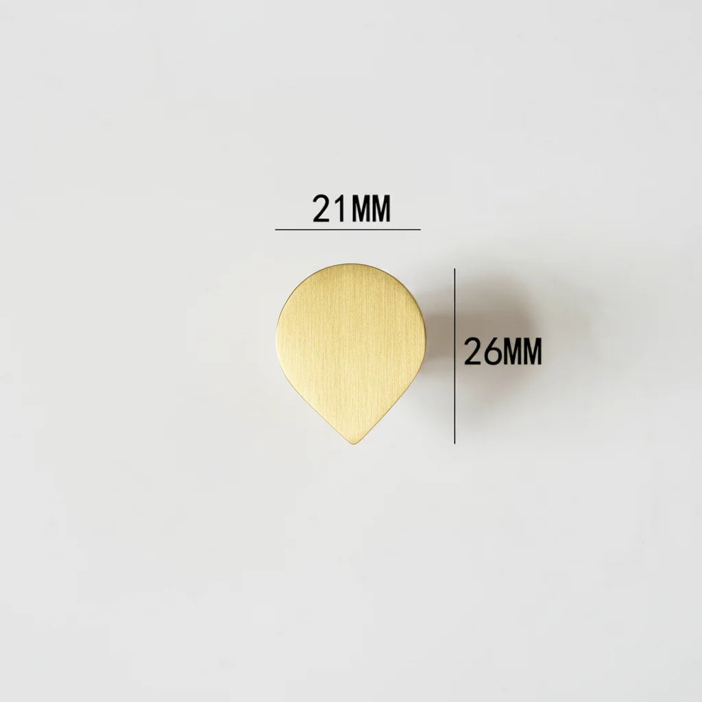 Poignée de meuble en laiton massif doré brossé, formes créatives - Bouton 26 mm