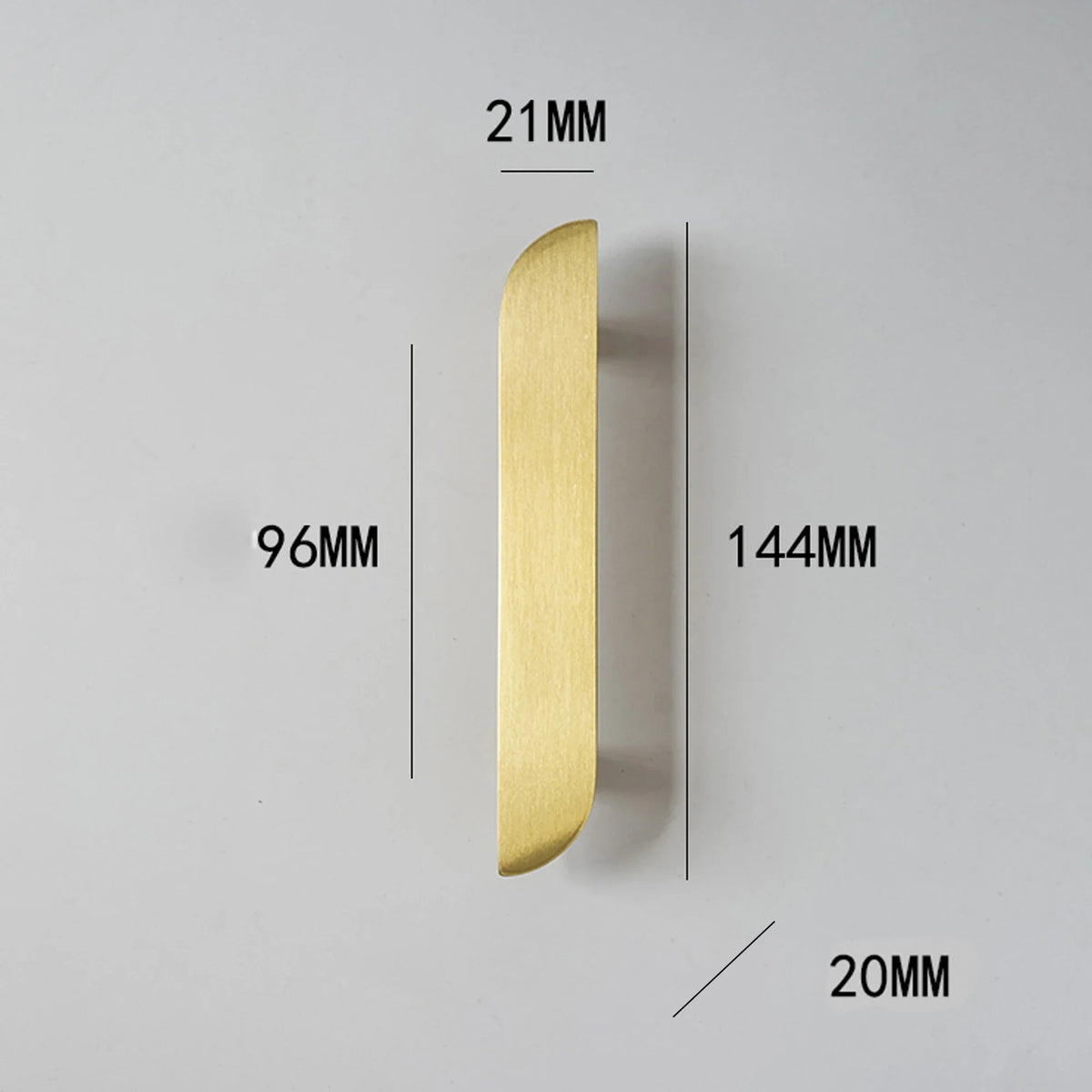 Poignée de meuble en laiton massif doré brossé, formes créatives - 96 mm-Gauche