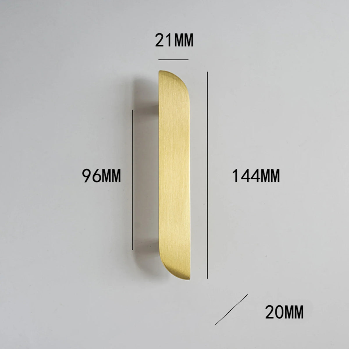 Poignée de meuble en laiton massif doré brossé, formes créatives - 96 mm-Droite