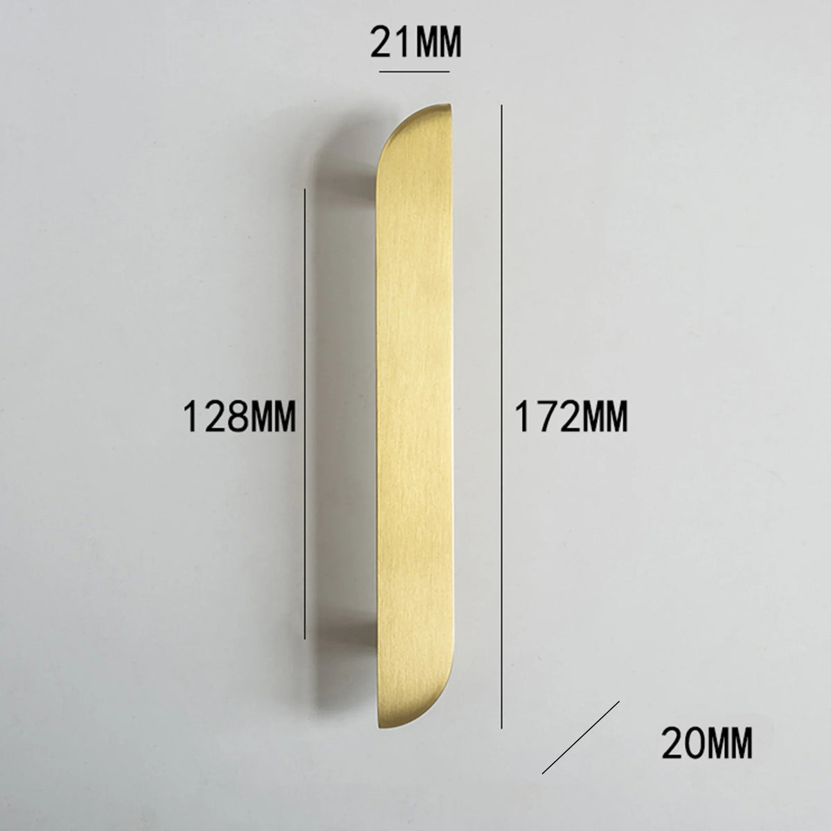 Poignée de meuble en laiton massif doré brossé, formes créatives - 128 mm-Gauche