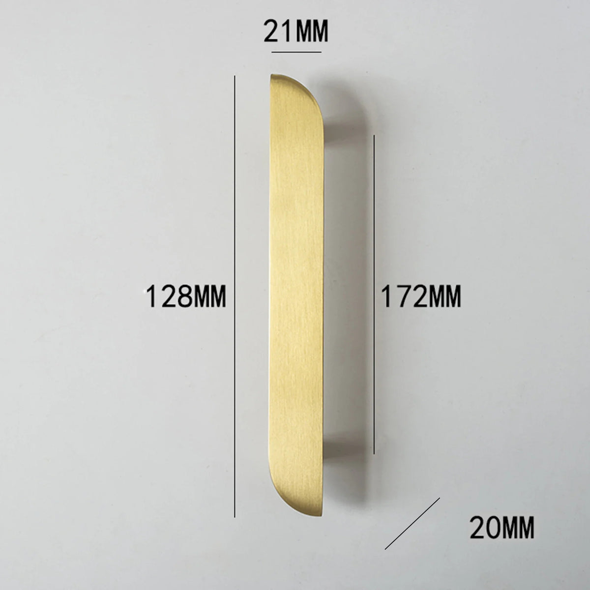 Poignée de meuble en laiton massif doré brossé, formes créatives - 128 mm-Droite