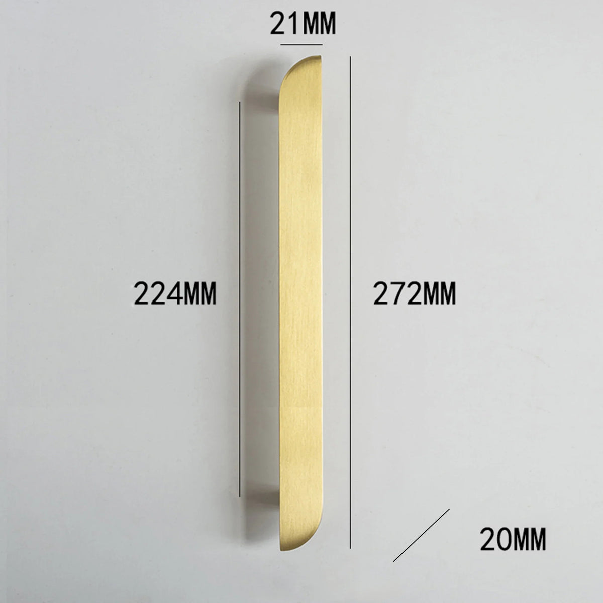 Poignée de meuble en laiton massif doré brossé, formes créatives - 224 mm-Gauche