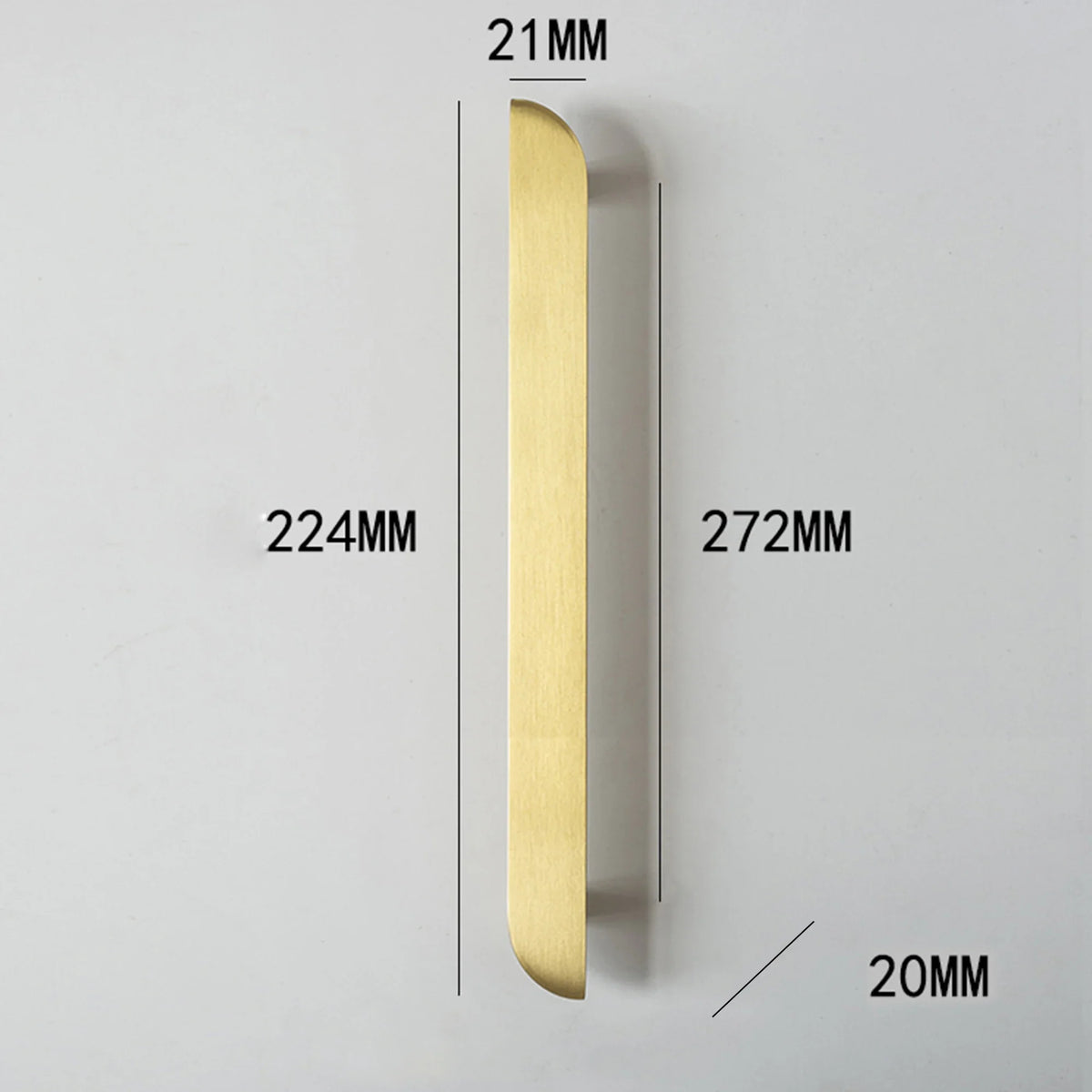 Poignée de meuble en laiton massif doré brossé, formes créatives - 224 mm-Droite
