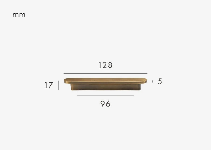 Poignée de meuble plate en laiton, finition bronze brossé - 96 mm