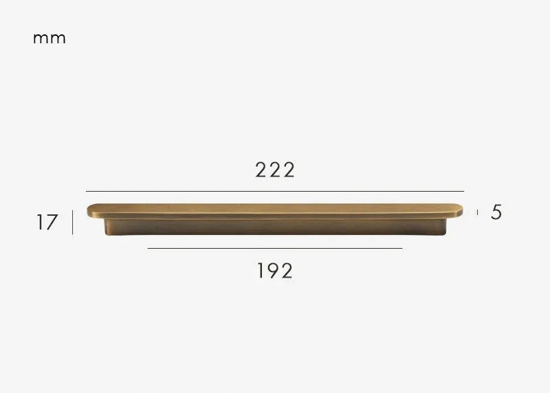 Poignée de meuble plate en laiton, finition bronze brossé - 192 mm