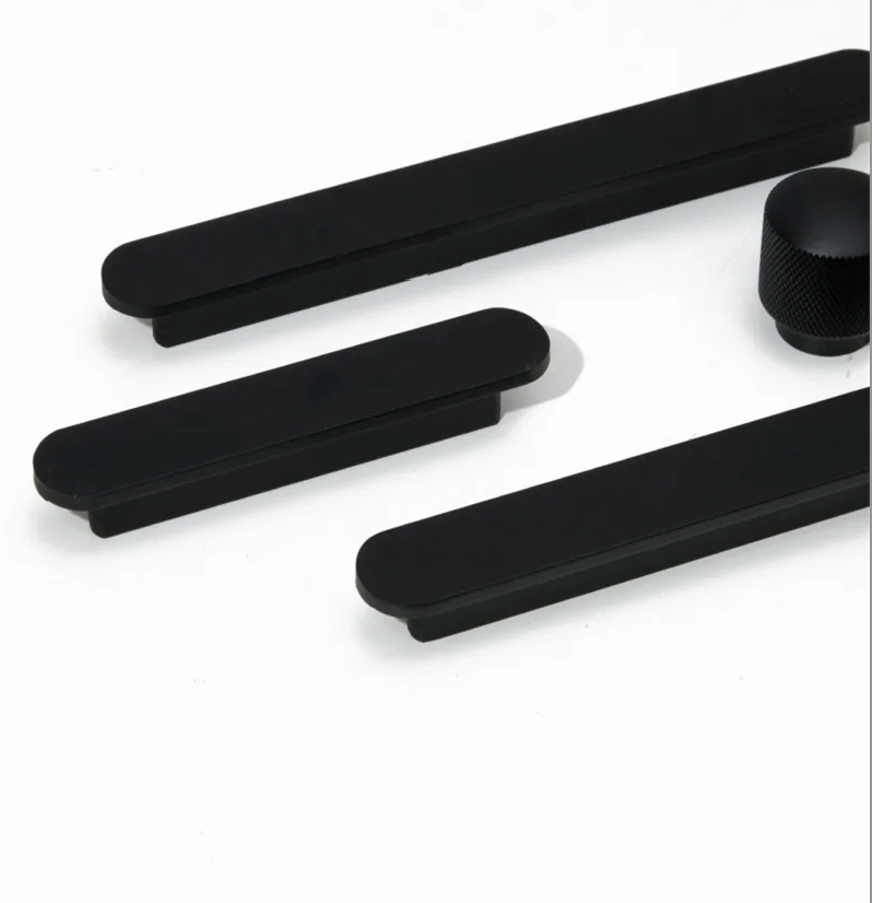 Poignée de meuble très fine en aluminium noir - vue 1
