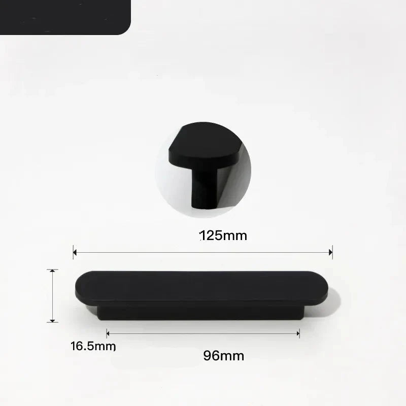 Poignée de meuble très fine en aluminium noir - 96 mm