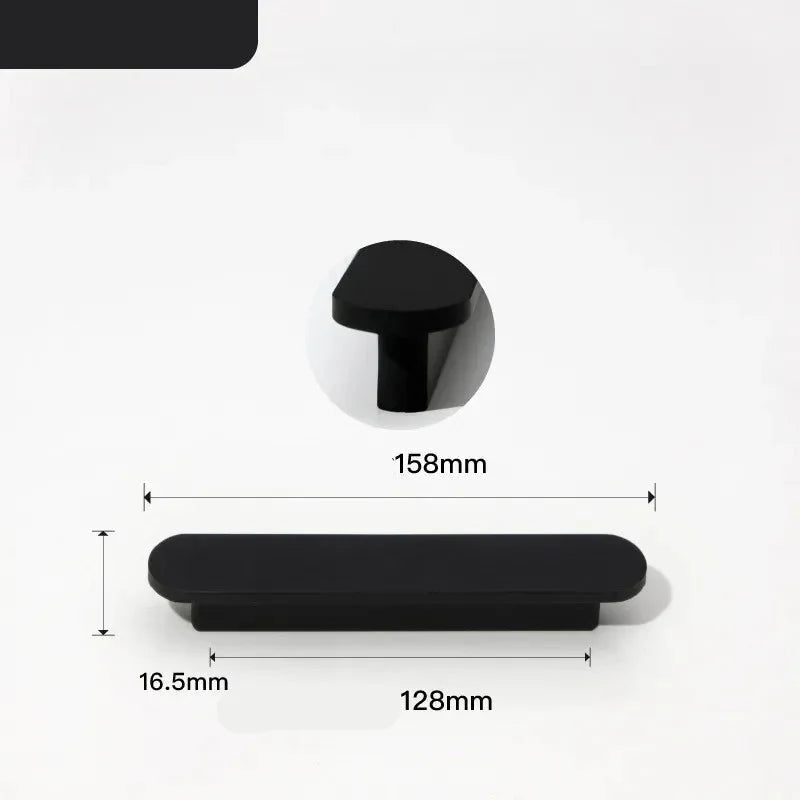 Poignée de meuble très fine en aluminium noir - 128 mm