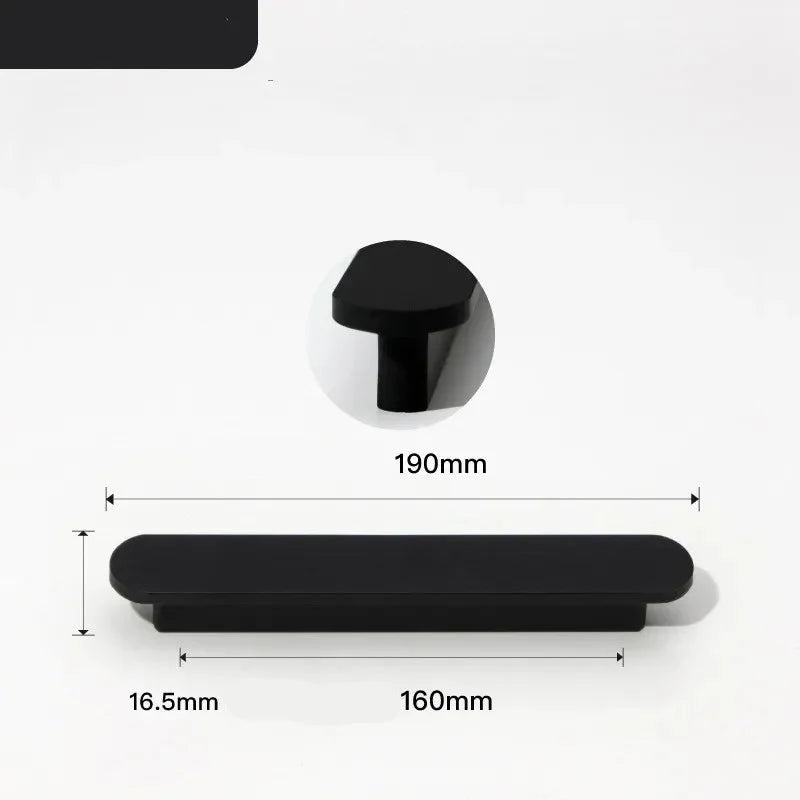 Poignée de meuble très fine en aluminium noir - 160 mm