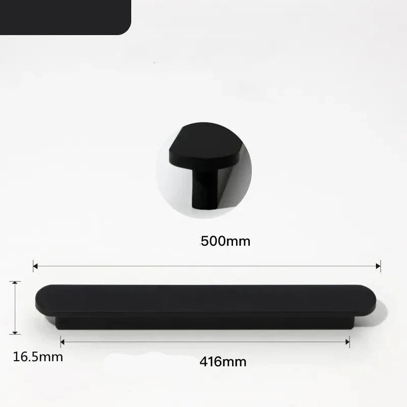 Poignée de meuble très fine en aluminium noir - 416 mm