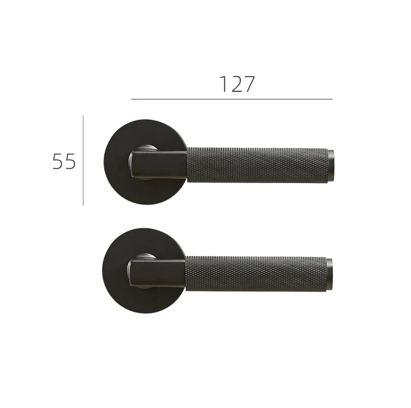 Poignée de porte moletée en laiton, esprit industriel - Noire