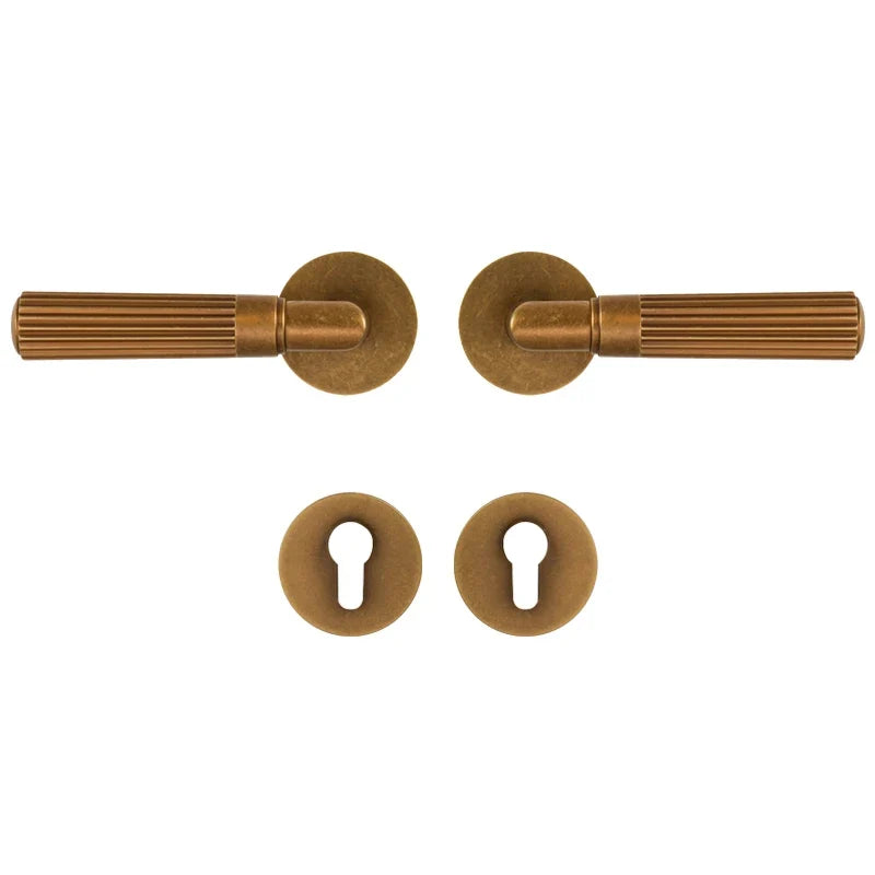 Poignée de porte rainurée en laiton vieilli, style rétro - vue 7