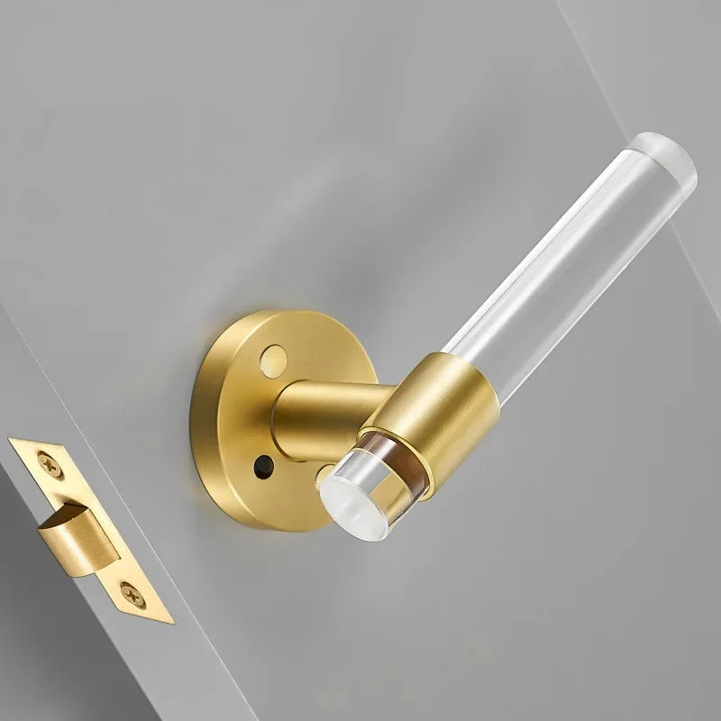 Poignée de porte transparente avec monture en laiton - vue 3