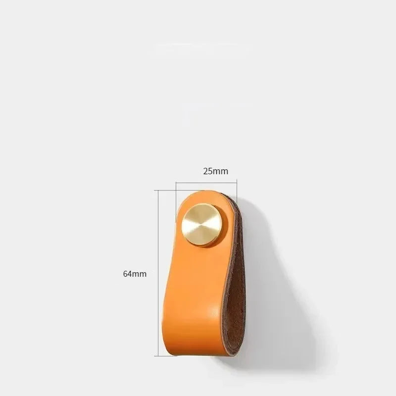 Poignée et bouton de meuble colorés à monture en laiton - Orange claire