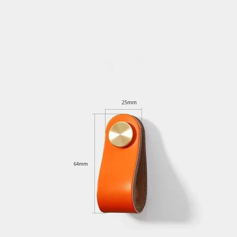 Poignée et bouton de meuble colorés à monture en laiton - Orange