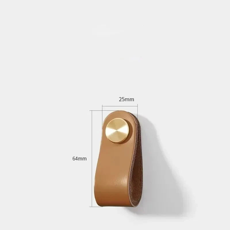 Poignée et bouton de meuble colorés à monture en laiton - Caramel